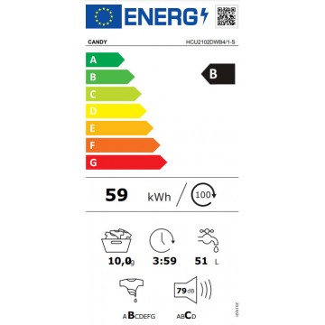 Candy Πλυντήριο Ρούχων 10kg 1200 Στροφών Smart Touch HCU2102DWB4/1-S Candy Πλυντήριο Ρούχων 10kg 1200 Στροφών Smart Touch HCU2102DWB4/1-S